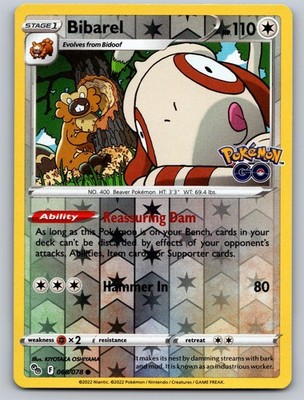 Bibarel 060/078 Common Pokemon GO Reverse Holo Near Mint