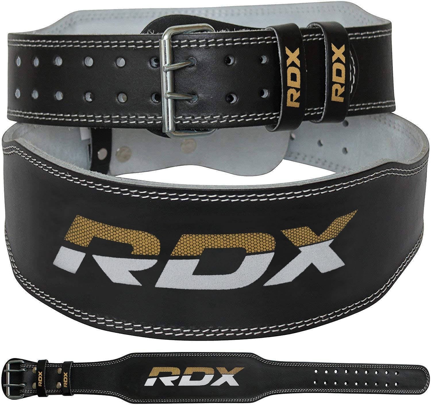RDX Weight Lifting Belt Cowhide Leather 4"" Padded Lumbar Support 2XL 37-43"" Gym