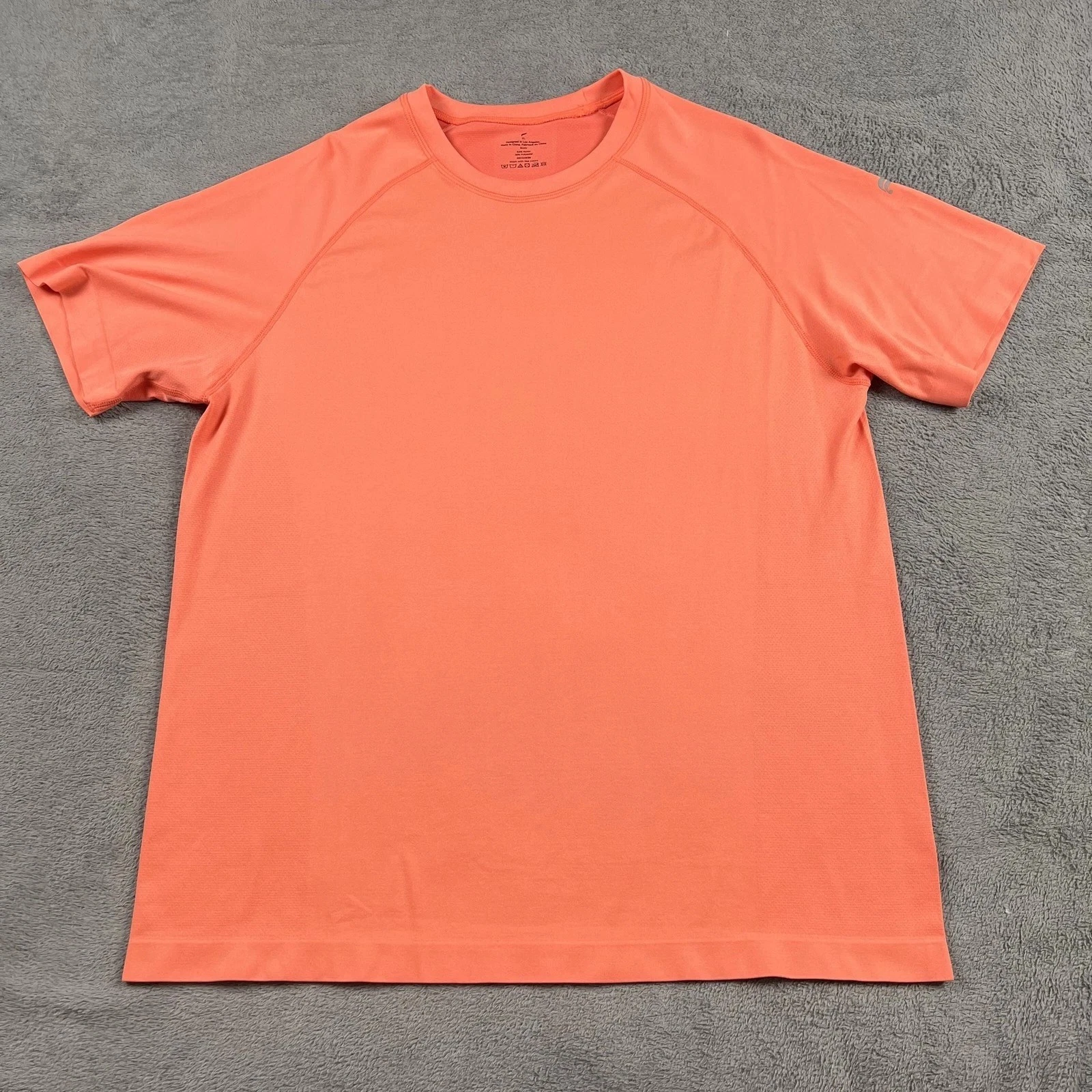 Fabletics Shirt Mens XL Orange Athletic Performance Short Sleeve Quick Dry
