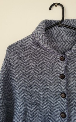 Aran Woollen Mills 100% Merinowolle Irish Cape Poncho Blau Made in Ireland