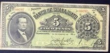 El Banco De Guanajuato 5 Pesos 1914
