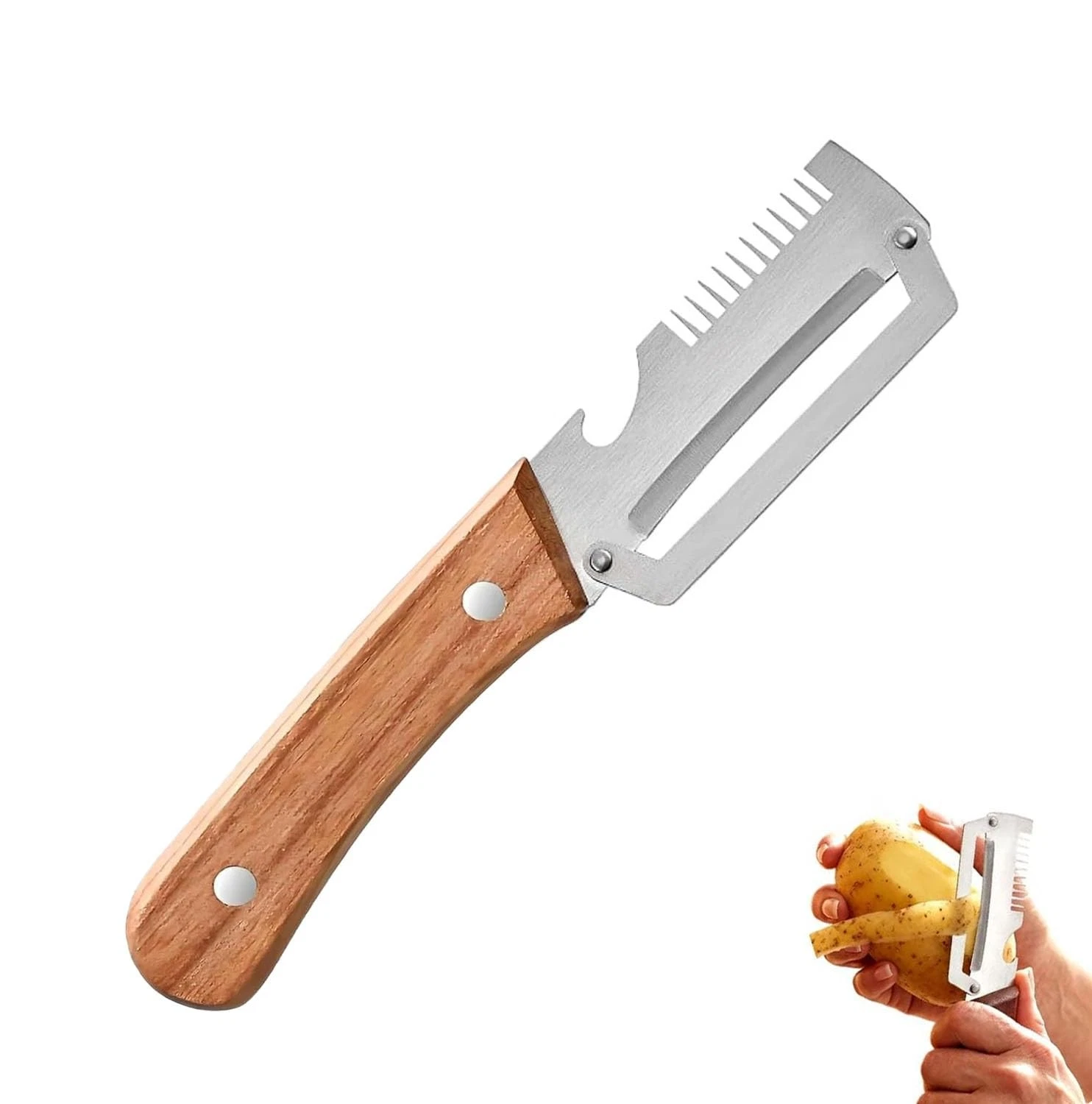 3 in 1 Vegetable Peeler Wooden Handle Stainless Steel Potato Fruit Kitchen
Opens in a new window or