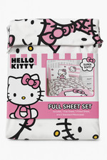    Hello Kitty Full Sheet Set Super Soft Pink Hearts Bedding NEW Sanrio Gift   