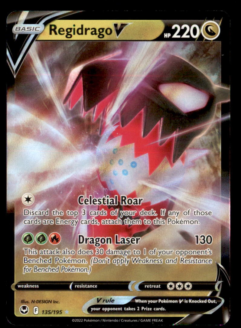 Regidrago V 135/195 Holo V Rare Silver Tempest Pokemon Near Mint