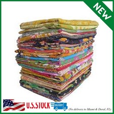Mix Lot of Indian Tribal Kantha Quilts Vintage Cotton Bed Cover Throw Old Sari M