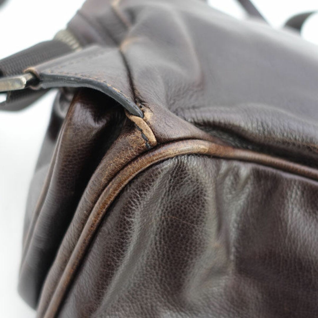 Prada Backpack Triangle Logo Leather Brown Women'… - image 6