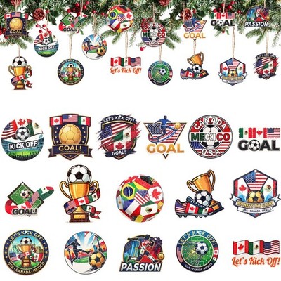 32 Pcs Soccer Ornaments for Tree,Soccer Hanging Decorations, USA Canada Mexic...
