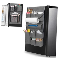 Mini Fridge Organizer, Dust Cover with 14 Pockets for L-With 14 Pocket Gray