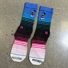 Stance x Disney Mickey Mouse Gradient Crew Socks Neon Retro Vibes Mens Size L