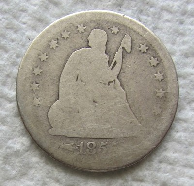 1855-S Seated Liberty Silver Quarter Rare Key Date San Francisco Mint Cleaned