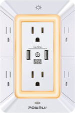 Multi Plug Outlet Surge Protector - POWRUI 6 Outlet Extender with 3 USB Ports 1