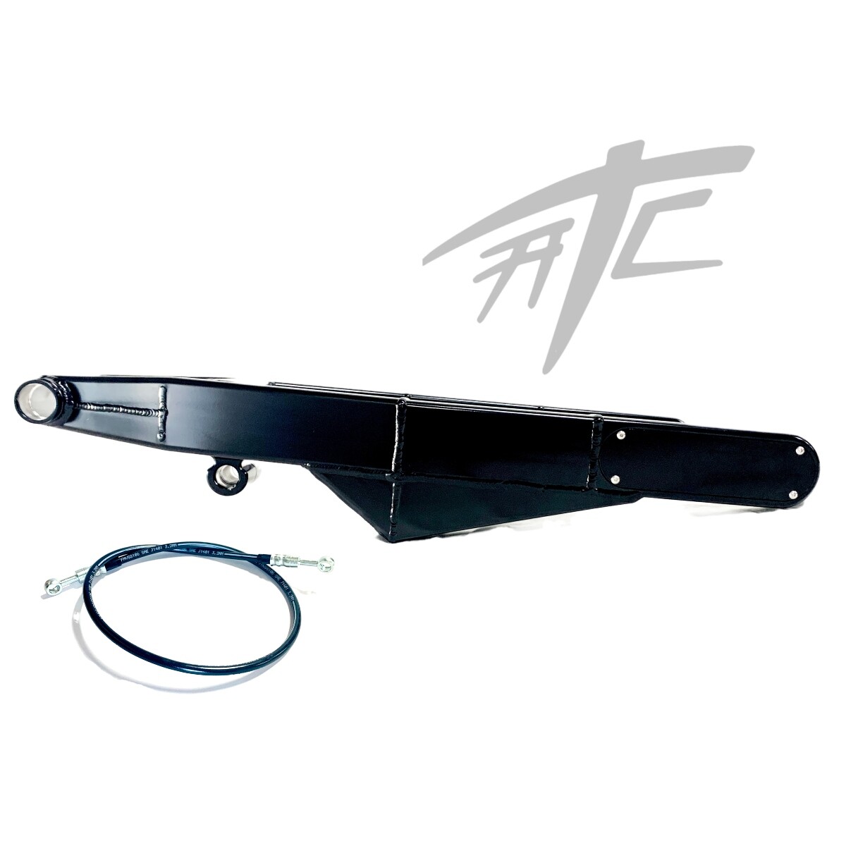 BLACK STEALTH STOCK WIDE EXT SWINGARM & BRAKE LINE 06-11 KAWASAKI