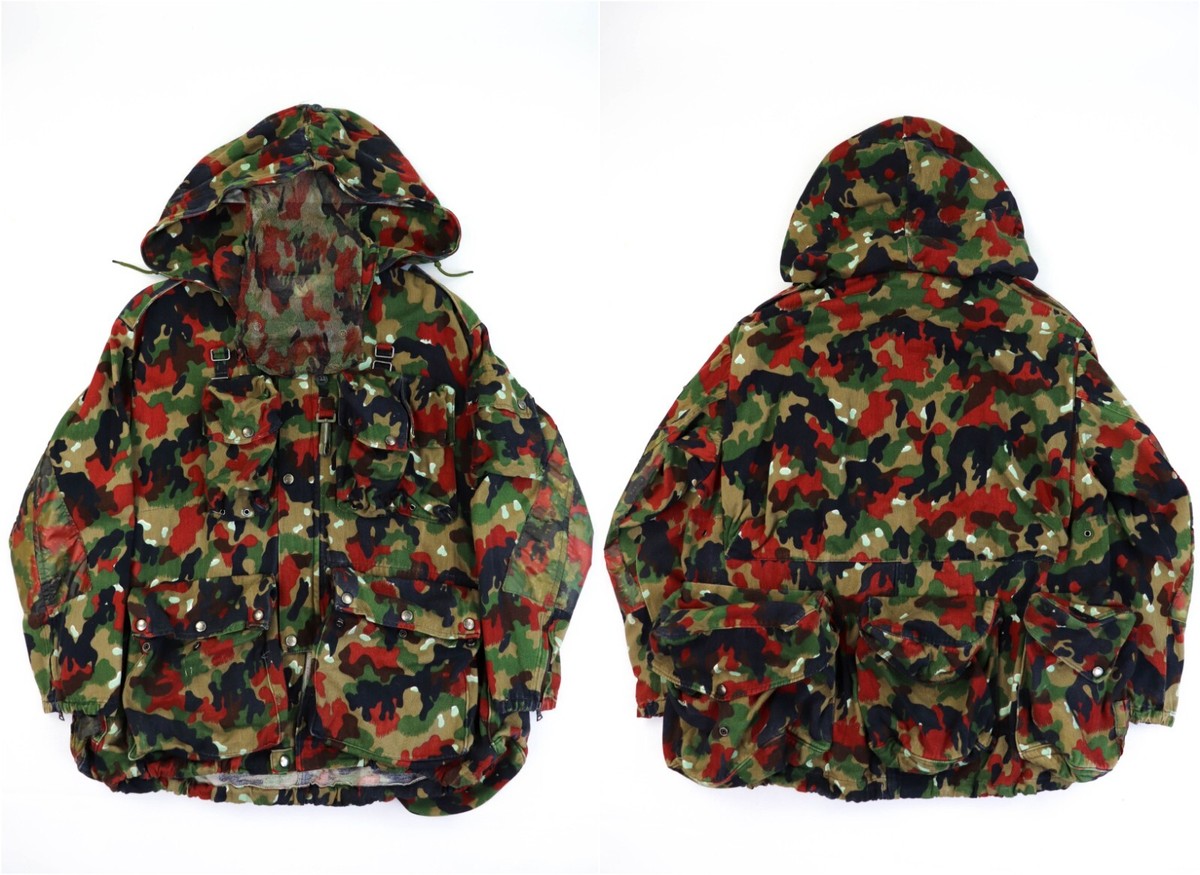 Vintage Iconic Swiss Army Camo 3D Multipocket Field Jacket Size L