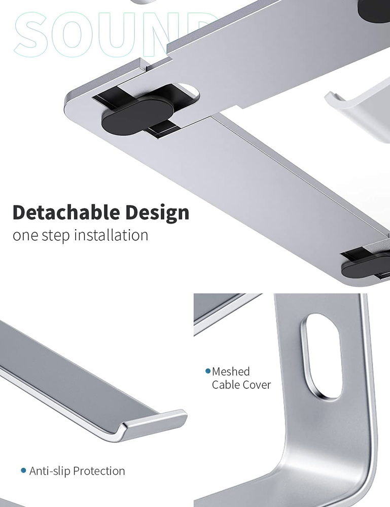 Aluminum Laptop Stand Ergonomic Riser Elevator for Desk 10 Degrees Angle