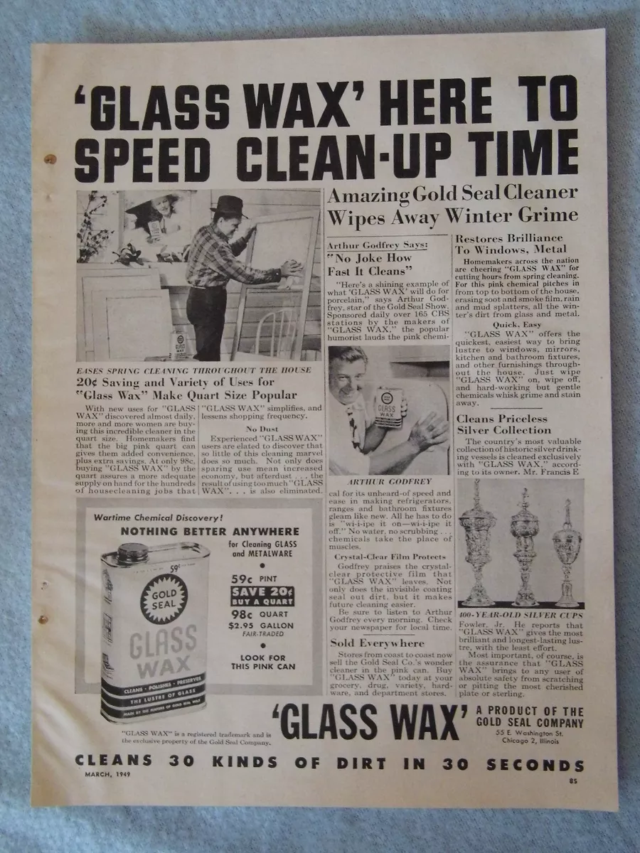 1949 Magazine Advertisement Page For Gold Seal Glass Wax Window