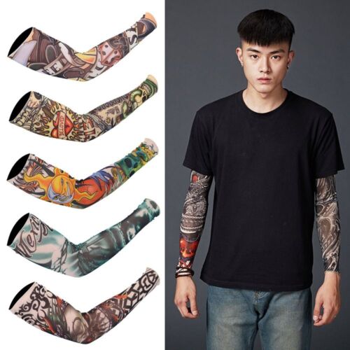 Outdoor Sport Tattoo Arm Sleeves Flower Arm Sleeves Arm Cover Sun Protection - Photo 1/22