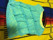 GIRLS JUSTICE TOP SIZE 14 BLUE AND GREEN RUFFLE TOP/SHIRT