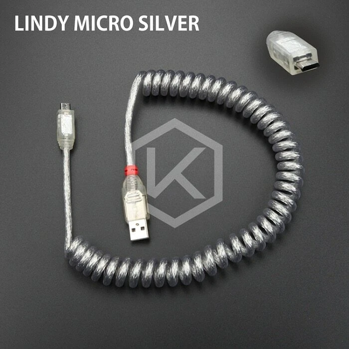 Coiled Mechanical Keyboard Cable with Mini USB for Poker 2 and Micro PCs