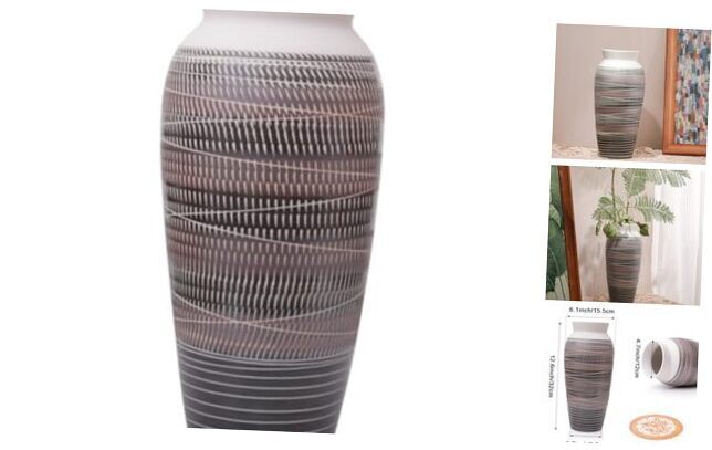 Ceramic Rusticarmhouse Vase,12.6 Inch Large Boho Vase for Home Decor,Tall F