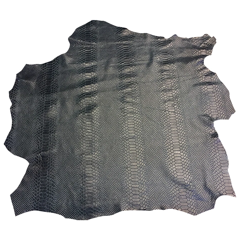 Blue Snakeskin Embossed Leather Hide Upholstery Sewing Fabric Craft DIY Material - Image 2 of 4