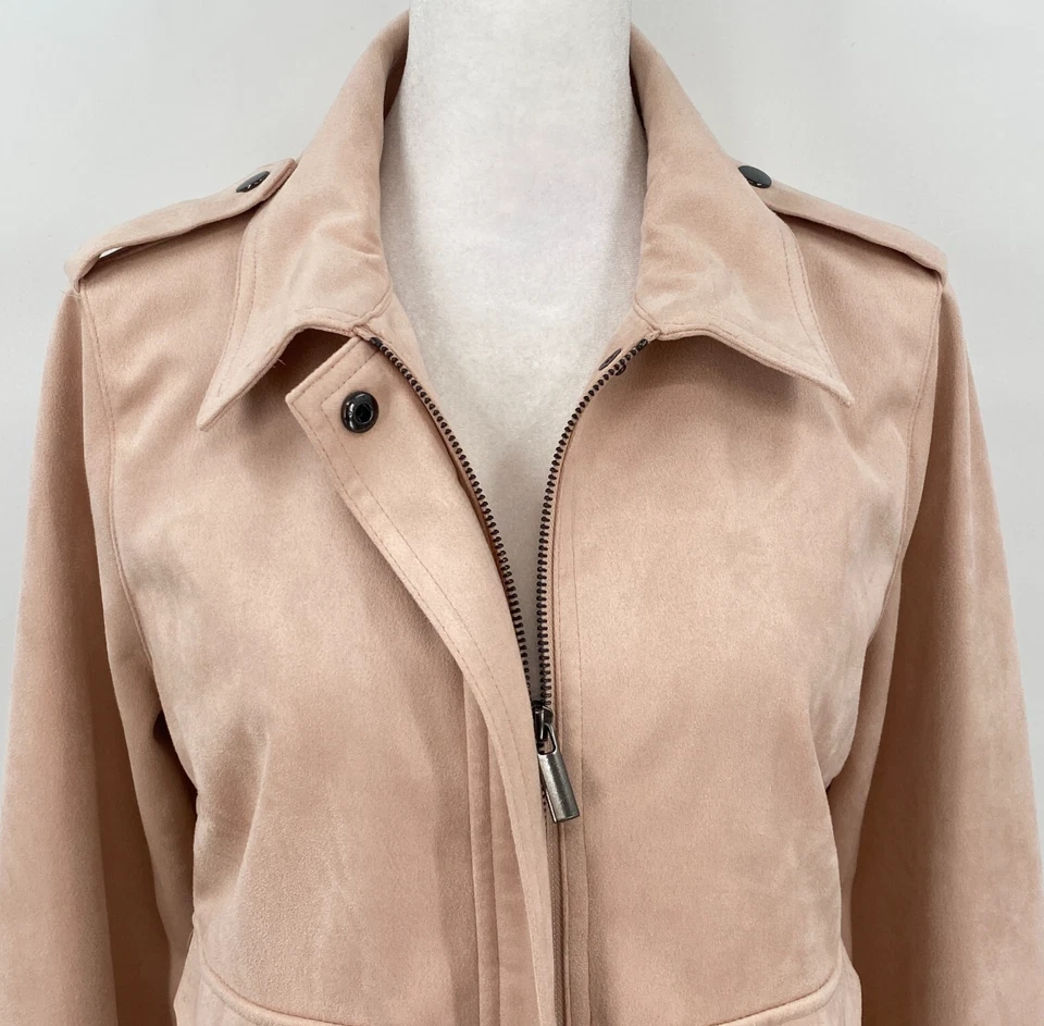 Kut From The Kloth Jacket Womens Sz M Pink Alena Faux Suede Full Zip Moto Biker - Image 3 of 4