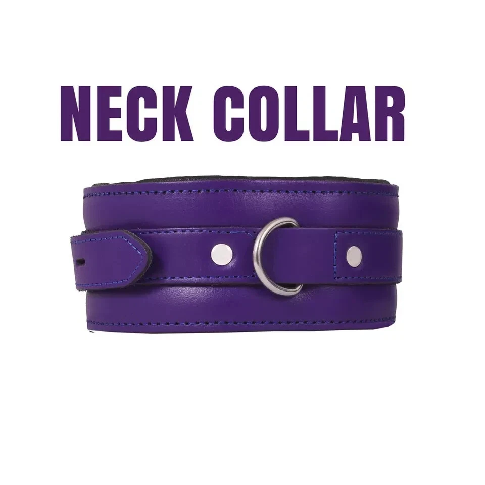 Juego de puños y cuello de cuero de vaca con sujeción de 7 piezas - muñeca, tobillo y muslo Foto 3 de 4