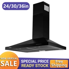24/30/36 in Wall Mount Range Hood Kitchen Vent Black Stainless Steel 3-Speed New