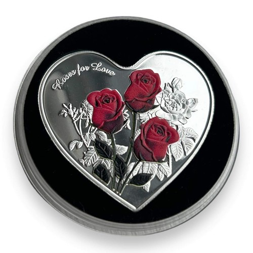 Valentine’s Day Heart Shaped Silver Plated Coin - Mothers Day Anniversary Gift - Picture 2 of 7