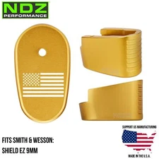 NDZ S&W Shield EZ Plus 2 Magazine Extension Plate Smith & Wesson Aluminum Gold