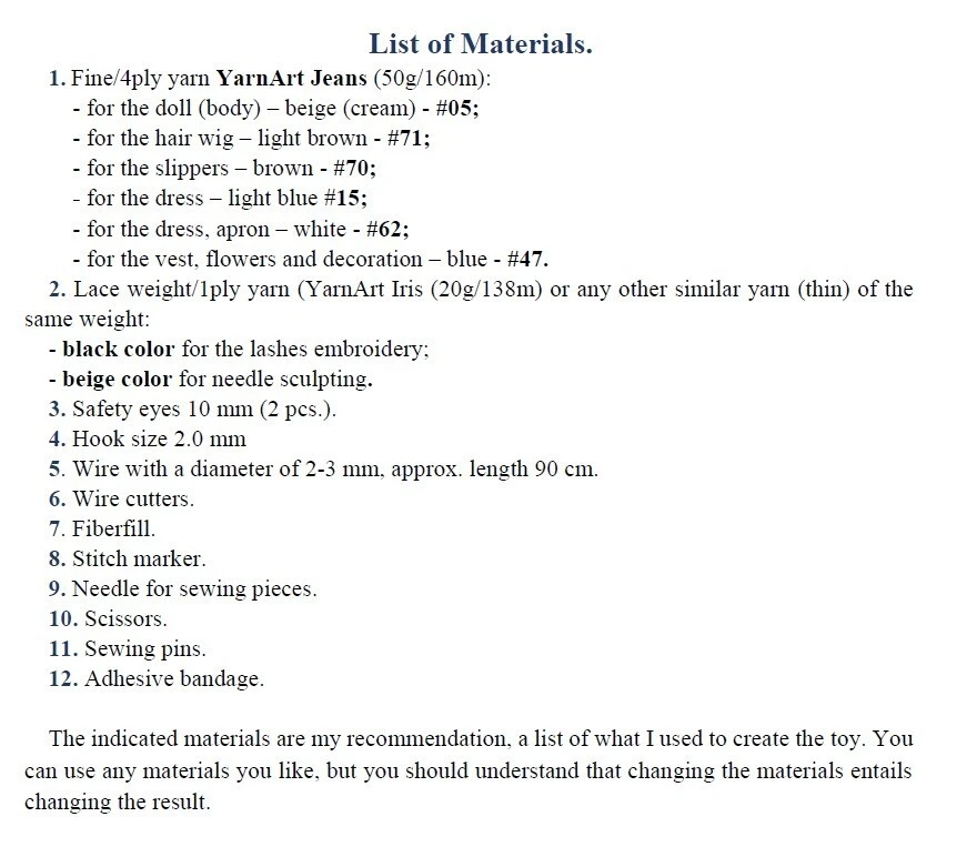 Cute doll in a dress and vest crochet pattern. Amigurumi doll. English pdf - Image 3 of 4