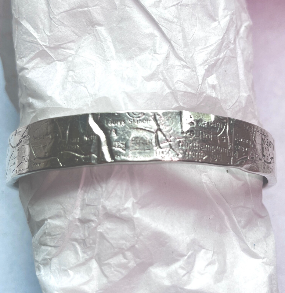 Vass Ludacer 925 Map Bracelet Vintage Sterling Silver Bangle