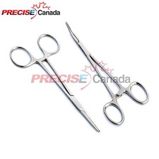 New 2pc Set 8" Straight  Curved Hemostat Forceps Locking Clamps Stainless