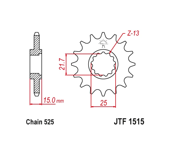 Piñón delantero PBI 15T Kawasaki ZX600 ZX-6R Ninja 1995-1997 Foto 2 de 2