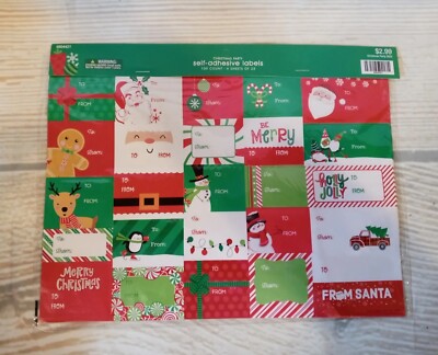 New! 100 Sticker Gift Tags Labels Christmas Presents  From Santa Snowman Gnome