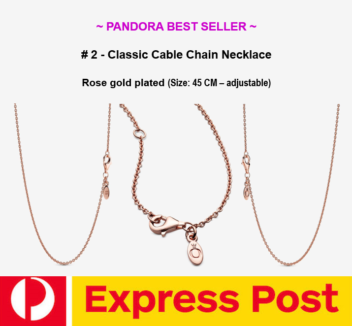 PANDORA BEST SELLER Classic Cable Curb Chain Necklace 45CM 60CM Silver Rose Gold eBay