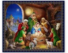 Christmas Nativity Fabric 36" X44" Panel A King Is Born Cotton by QT Fabrics