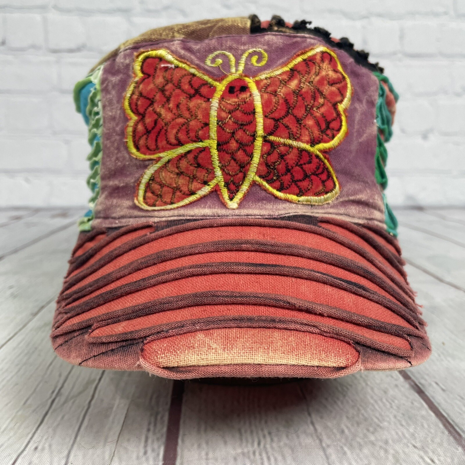 Boho Butterfly Hat Patchwork Cap Made In Nepal Cu… - image 1