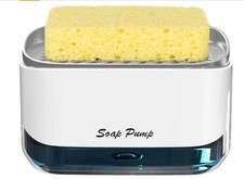 Kitchen Dish Soap Dispenser with Sponge Holder, 2-in-1 Countertop Soap Pump