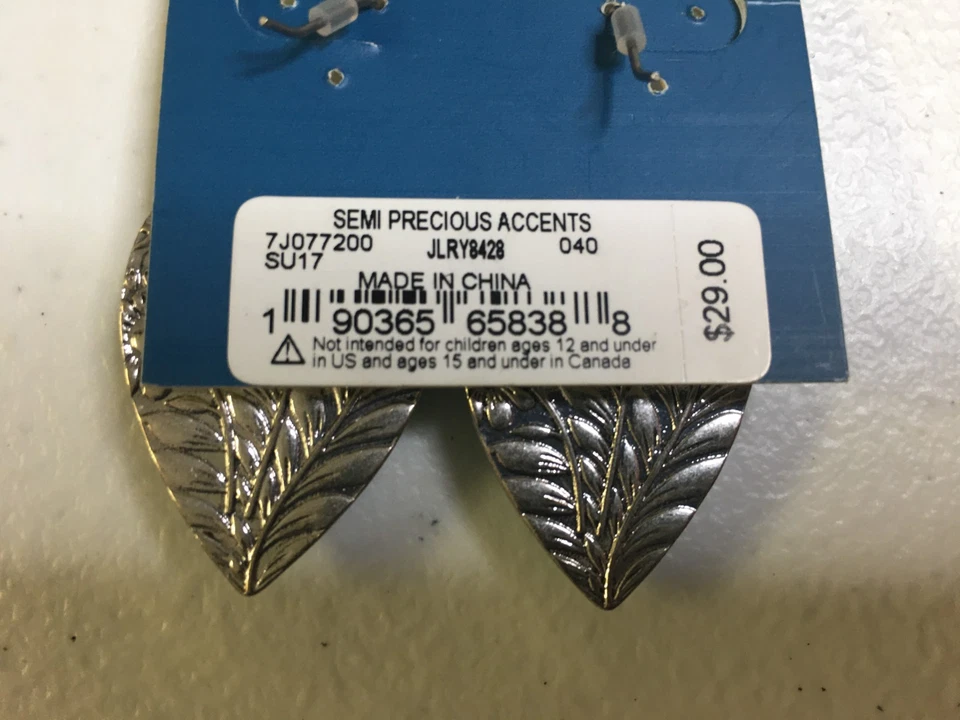 Brincos Silvertone novos em folha Lucky Brand turquesa lágrima caída - Imagem 4 de 4