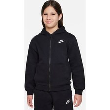 Nike Kids NSW Club Fleece LBR Full Zip Hoodie, Black/White