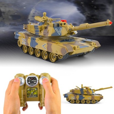 Abrams M1A2 US Army Tank 1/24 RC Panzer Toy RTR IR Smoke Sound Light Recoil Demo