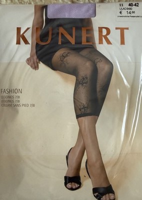 Kunert Fashion Leggings 7/8, Größe II (40/42) Lila, Netz m. Floralem Muster Neu