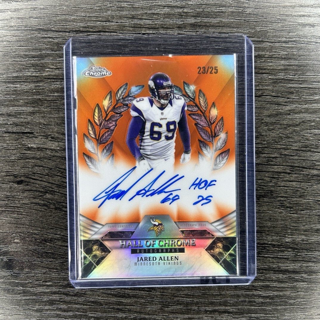 2025 Jared Allen Topps Chrome Hall of Chrome Orange Refractor Autograph /25