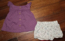 Baby Girl Carter's Sleeveless Purple Ruffle Top and Floral Shorts - 6 Mos.