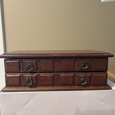 Vintage Wooden Jewelry Box Drawer with Yellow Felt Inside Dresser