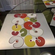 7 Rare IKEA Placemats Square w Geometric Legume Bean Shapes VTG Colors 14.5" HTF