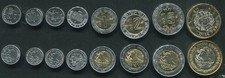 MEXICO 8 coins set ，5 10 20 50 Cents 1 2 5 10 Pesos  UNC