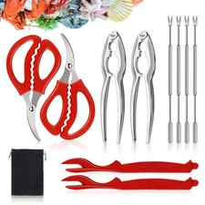 10 Pcs Seafood Tools Set Includes Crab Lobster Crackers Stainless Steel Crab