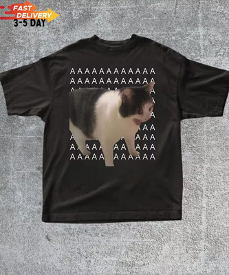 Screaming Cat MemeT-Shirt,Funny Internet Meme Tee,Silly Cat Shirt,Gag Gifts