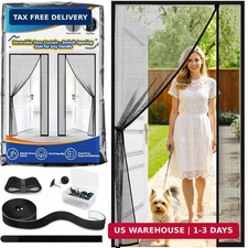 Screen Door Mesh - Reversible Left  Right Opening Door Screen with Magnetic Clo